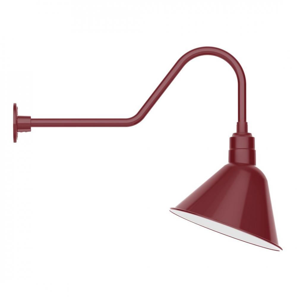 14" Angle shade LED Gooseneck Wall Mount, decorative canopy cover, Barn Red