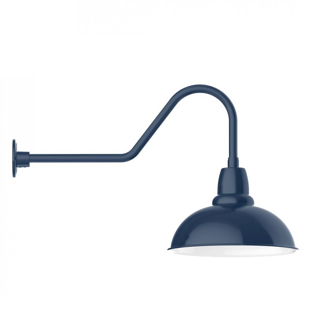 16" Cafe shade, LED Gooseneck Wall Mount with wire grill, Navy