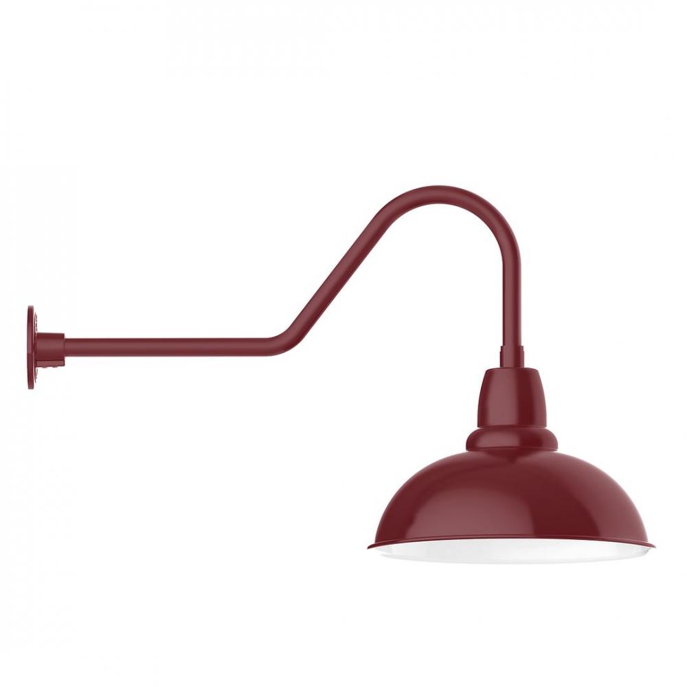 16" Cafe shade, LED Gooseneck Wall Mount, decorative canopy cover, Barn Red