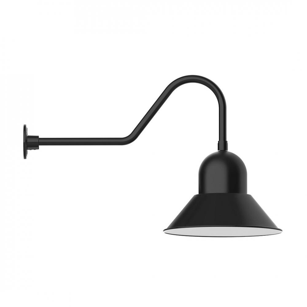 16" Prima shade, LED Gooseneck Wall Mount, Black