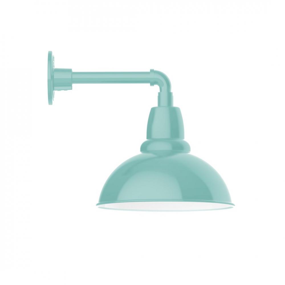 12" Cafe shade, LED Straight Arm Wall Mount, Sea Green