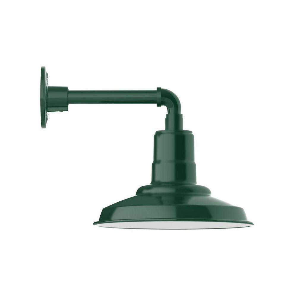 12" Warehouse shade, LED Straight Arm Wall Mount, Forest Green