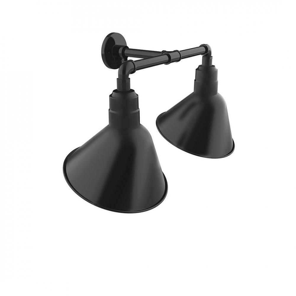 Angle 12" 2-Light Straight Arm Wall Light in Black