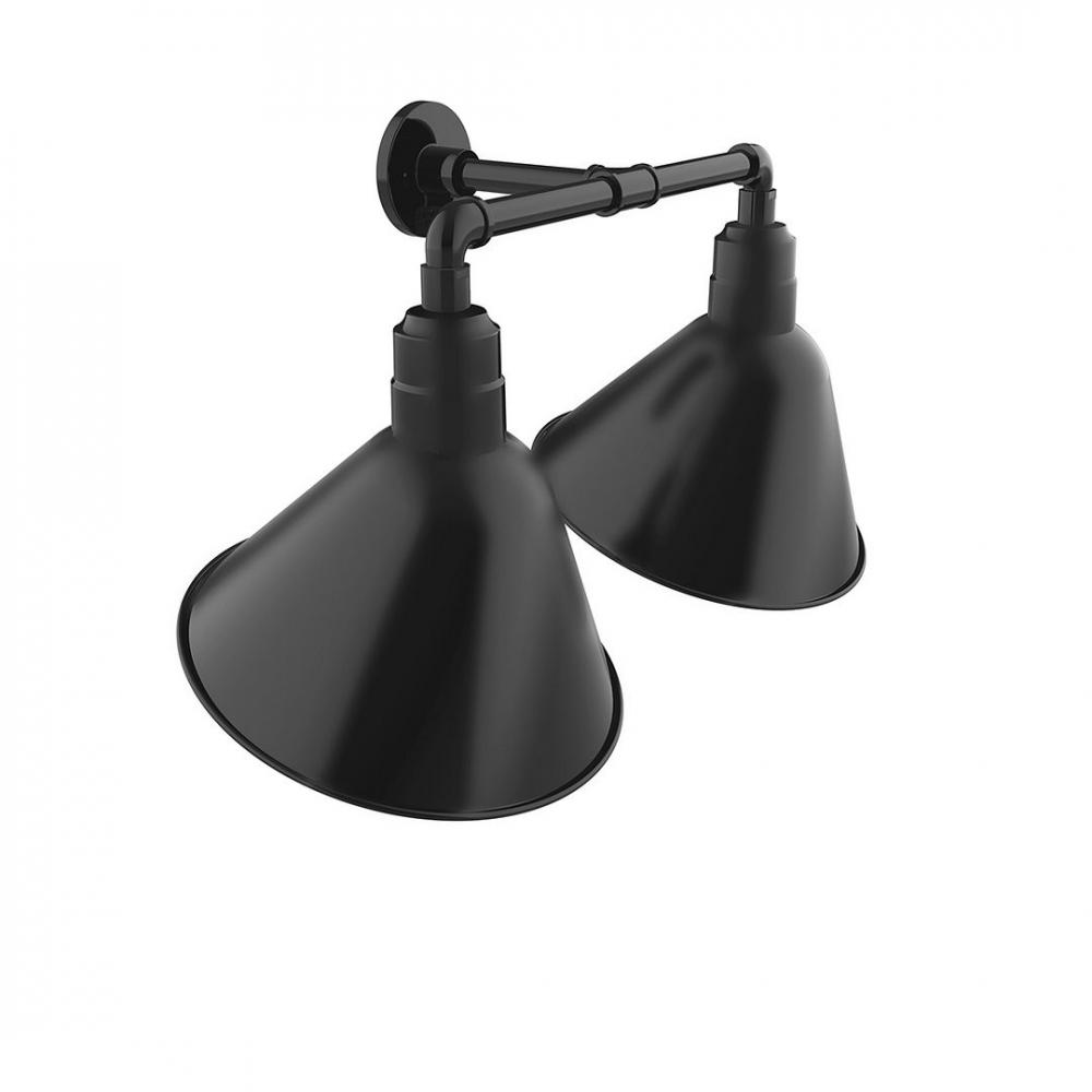 Angle 14" 2-Light Straight Arm Wall Light in Black