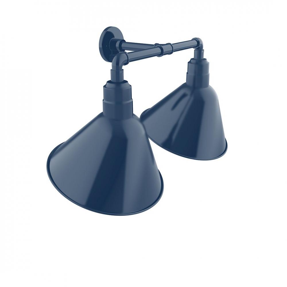 Angle 14" 2-Light Straight Arm Wall Light in Navy