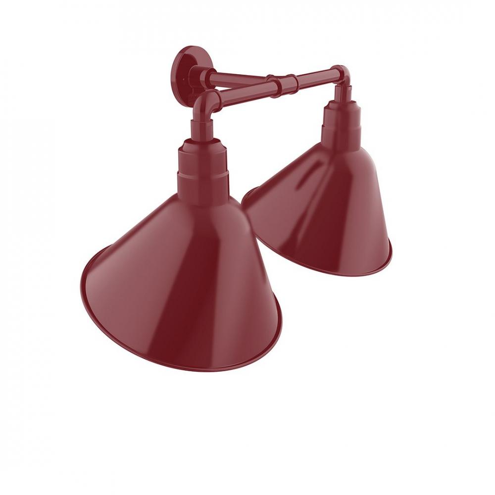 Angle 14" 2-Light Straight Arm Wall Light in Barn Red