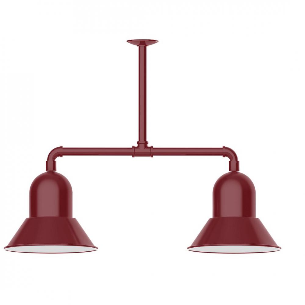 12" Prima, 2-light LED Stem Hung Pendant, Barn Red