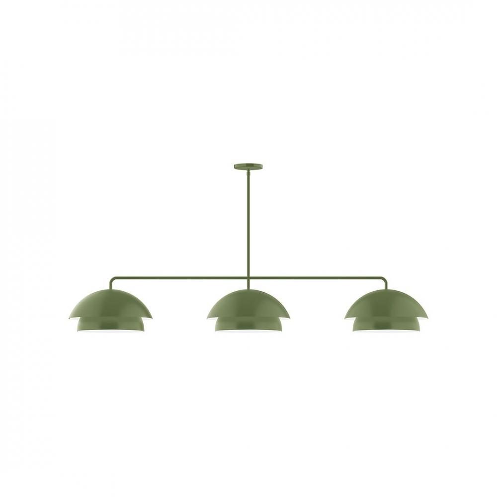 3-Light Axis LED Linear Pendant, Fern Green