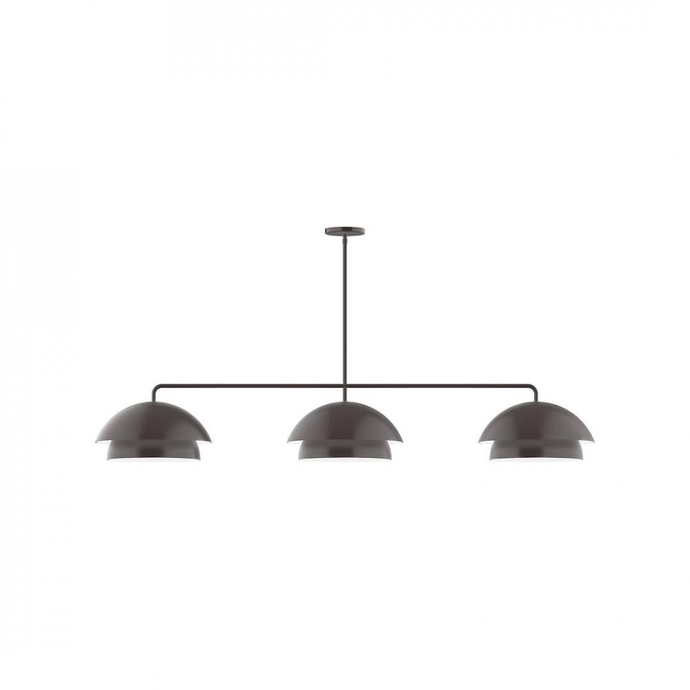 3-Light Axis LED Linear Pendant, Architectural Bronze