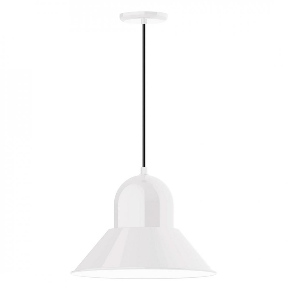 16" Prima shade, LED Pendant with white solid fabric cord and canopy, White