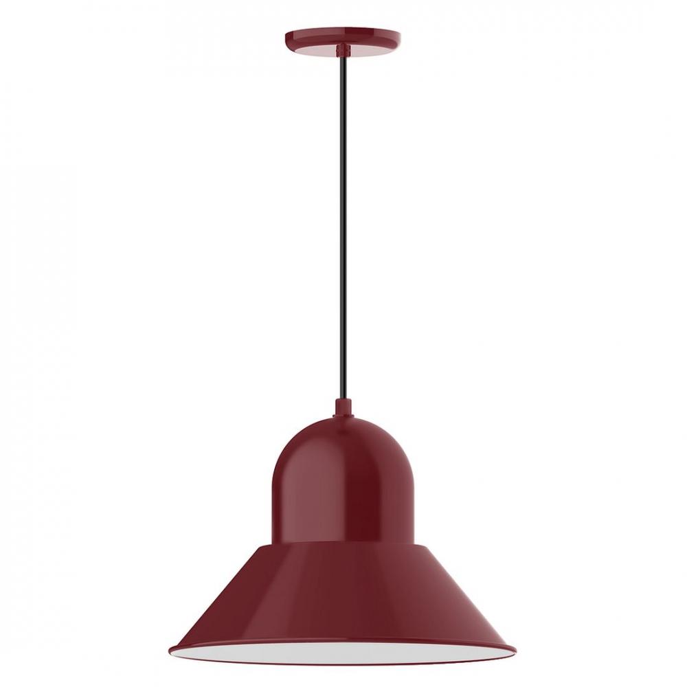 16" Prima shade, LED Pendant with cool tweed fabric cord and canopy, Barn Red