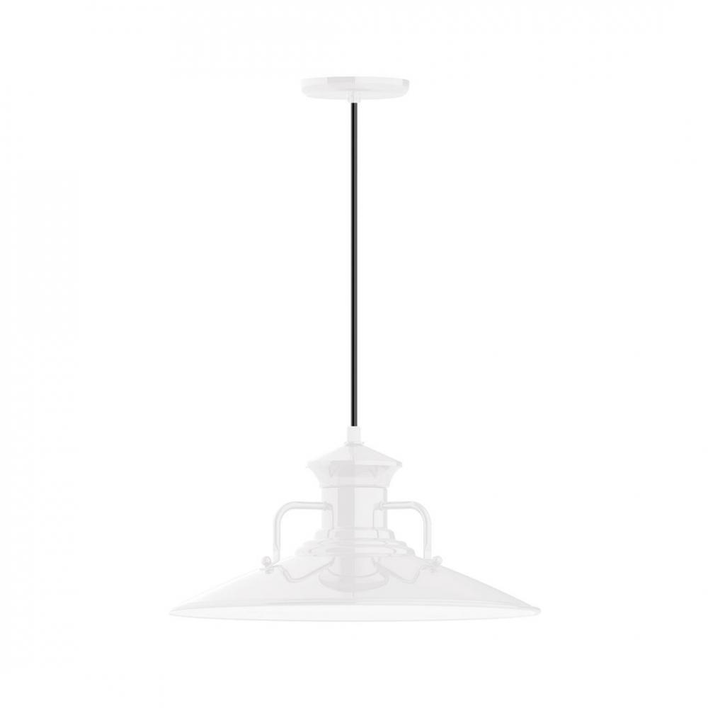 18" Homestead shade, LED Pendant with white and gray dot fabric cord and canopy, White