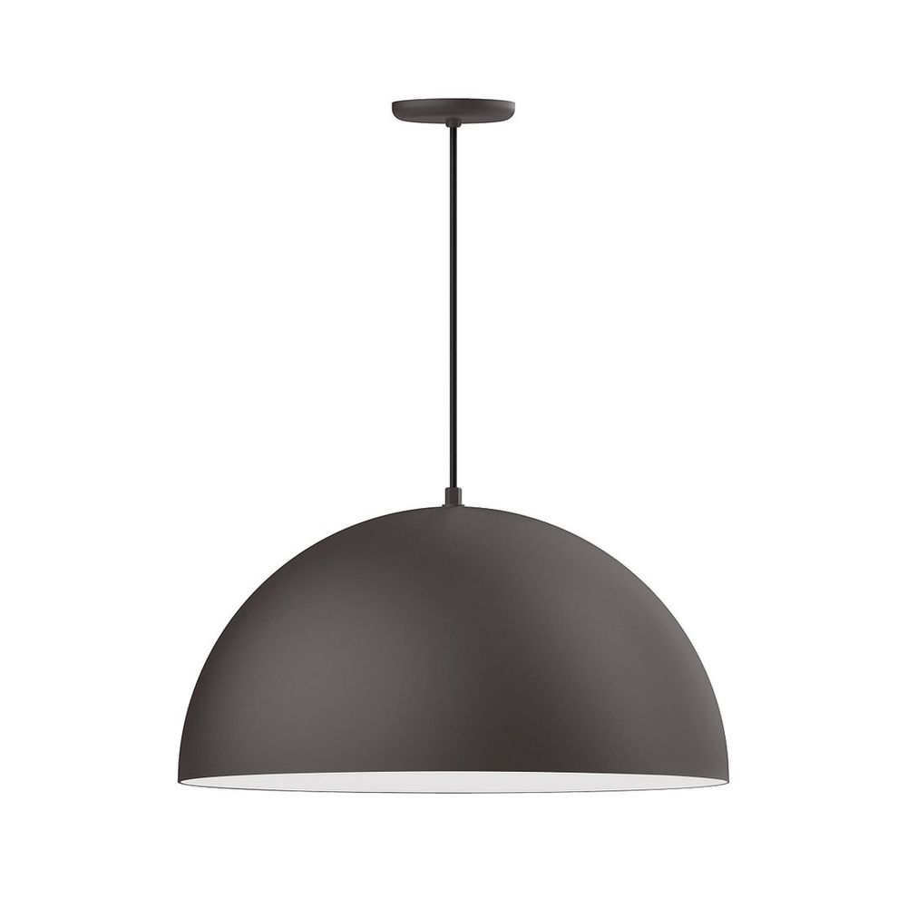 24" XL Choices Shallow Dome Shade, medium base, gray solid fabric cord with canopy, Bronze Matte