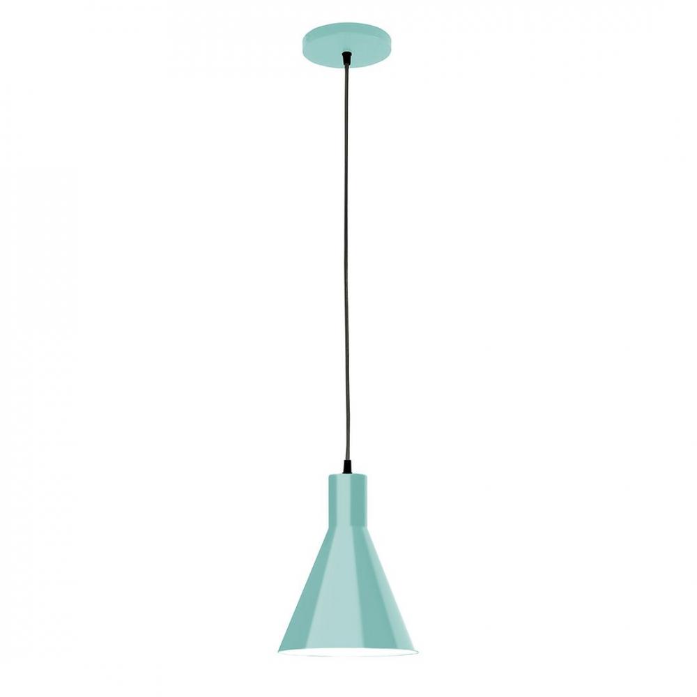 8" J-Series shade, polished copper fabric cord with canopy, Sea Green