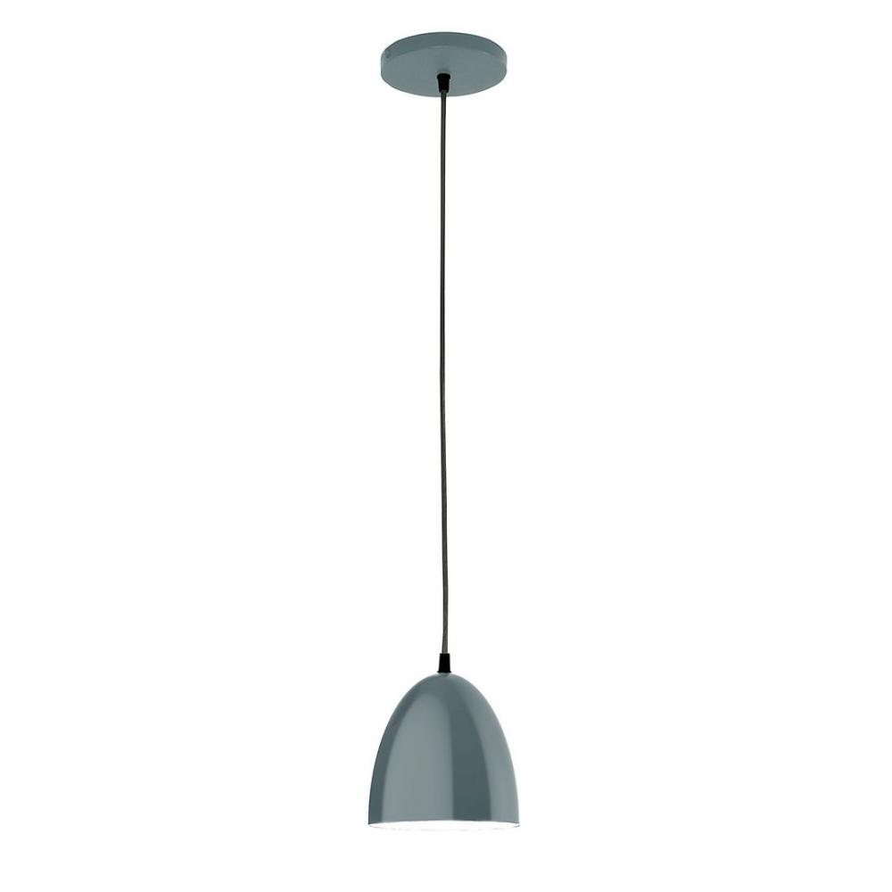 6" J-Series shade, polished copper fabric cord with canopy, Slate Gray