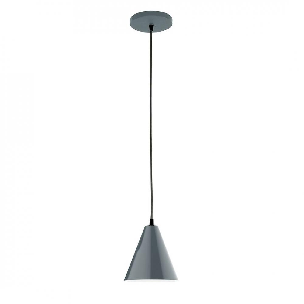 8" J-Series shade, gray solid fabric cord with canopy, Slate Gray