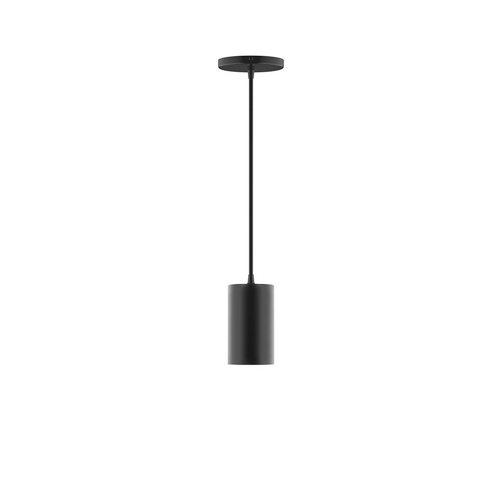 3.5" x 6" Axis Mini Cylinder LED Pendant, black fabric cord with canopy, Black