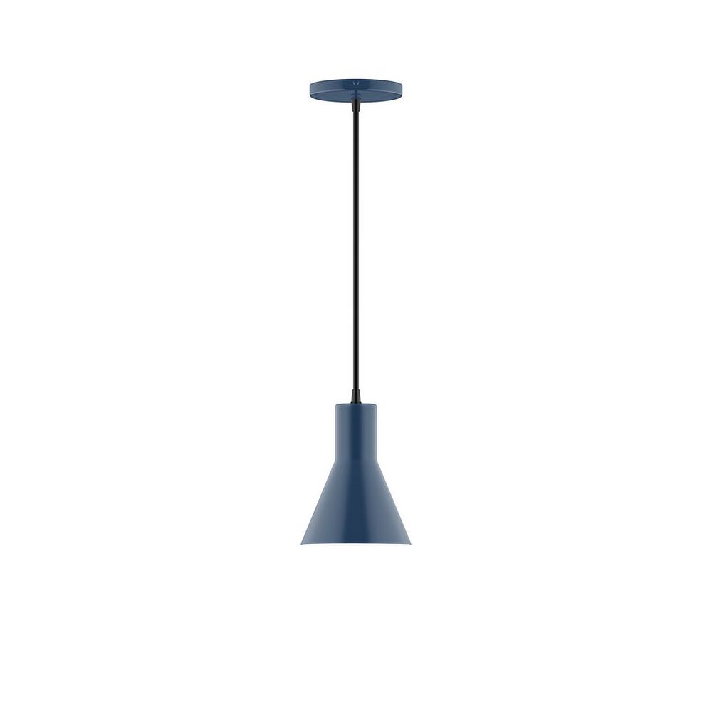 6" Axis Flared Cone LED Pendant, white cord with canopy, Navy