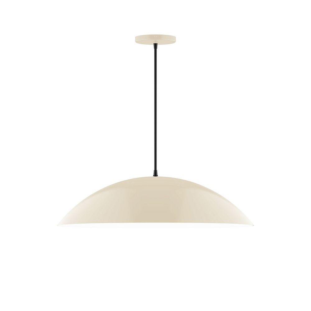 24" Axis Half Dome LED Pendant, polished copper fabric cord with canopy, Cream