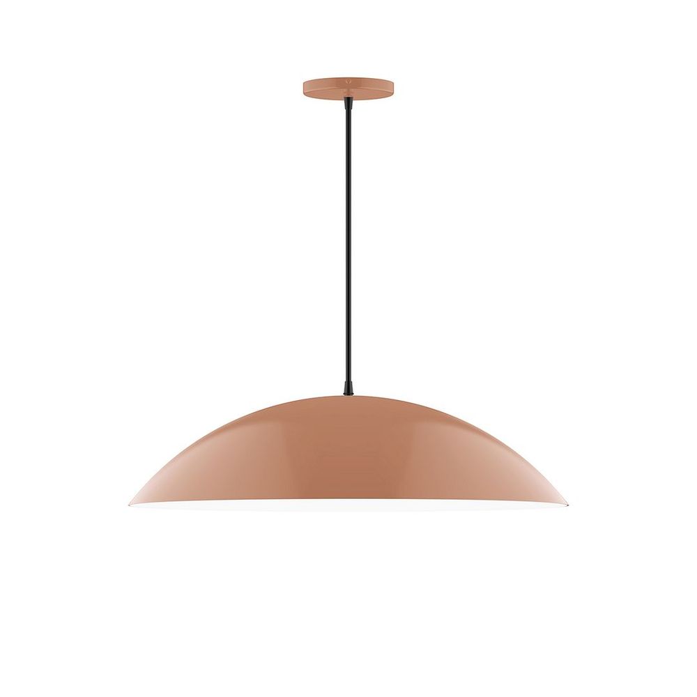 24" Axis Half Dome LED Pendant, ivory fabric cord with canopy, Terracotta