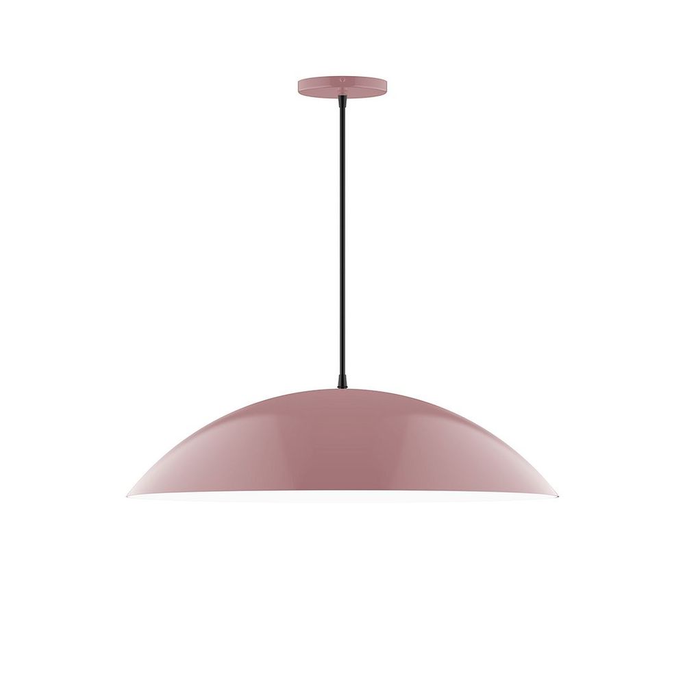 24" Axis Half Dome LED Pendant, ivory fabric cord with canopy, Mauve