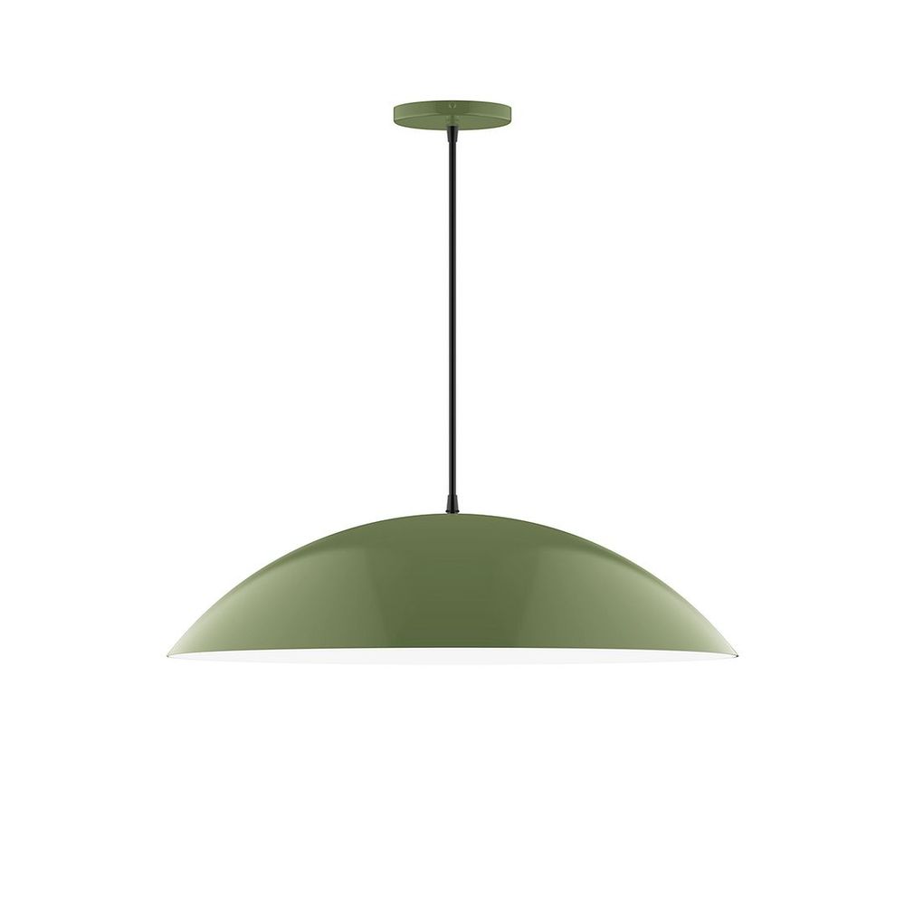 24" Axis Half Dome LED Pendant, cool tweed fabric cord with canopy, Fern Green