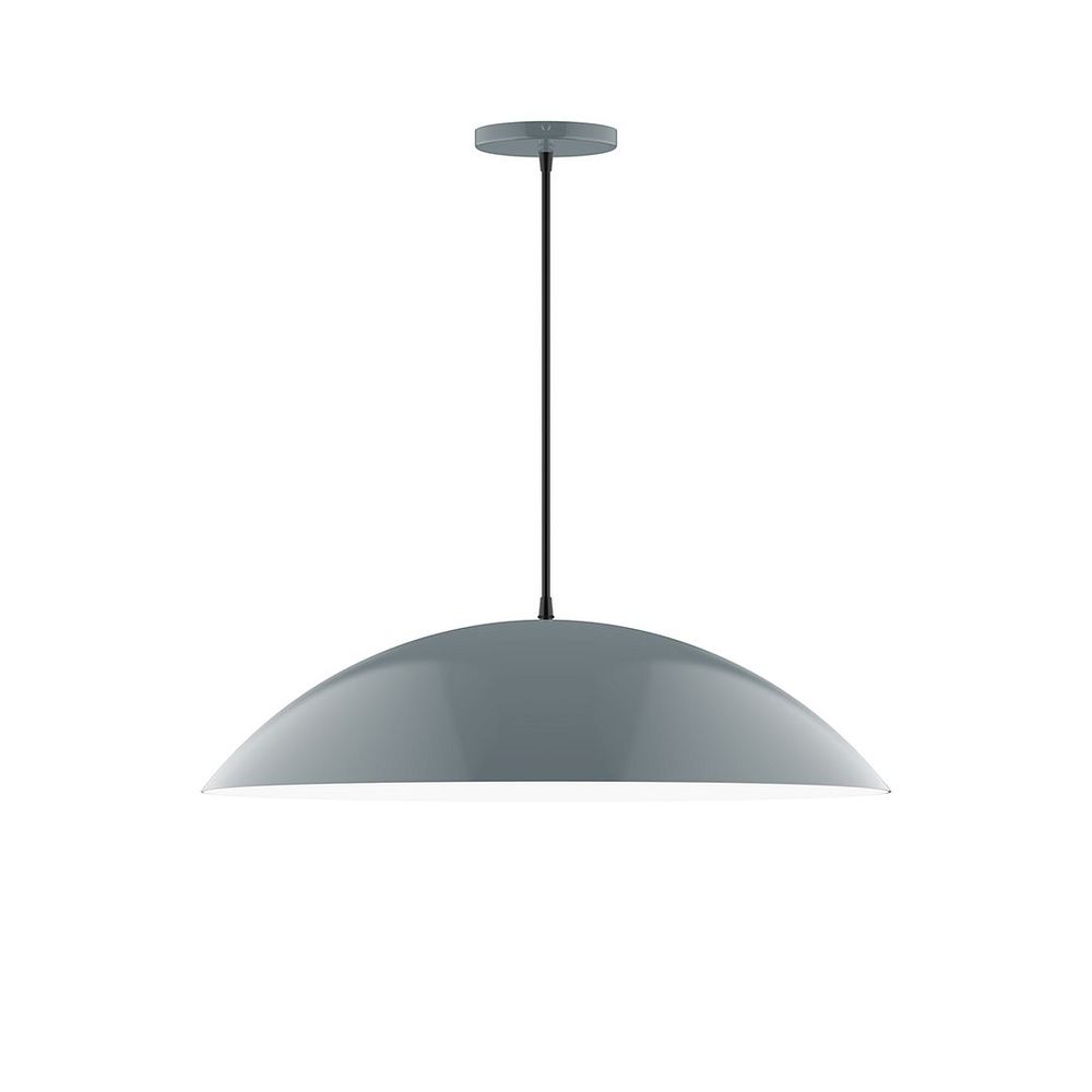 24" Axis Half Dome LED Pendant, neutral argyle fabric cord with canopy, Slate Gray