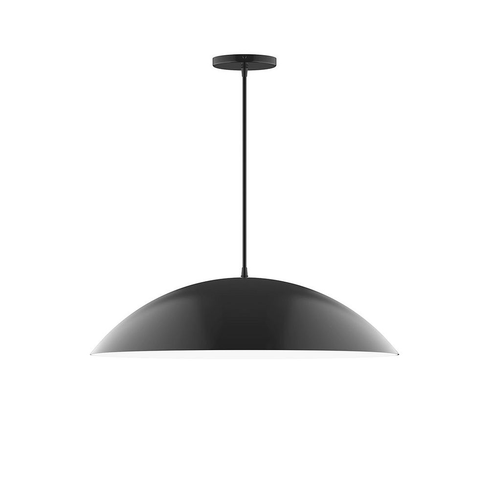 24" Axis Half Dome LED Pendant, polished copper fabric cord with canopy, Black