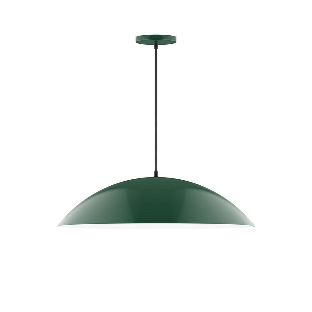 24" Axis Half Dome LED Pendant, navy mini tweed fabric cord with canopy, Forest Green