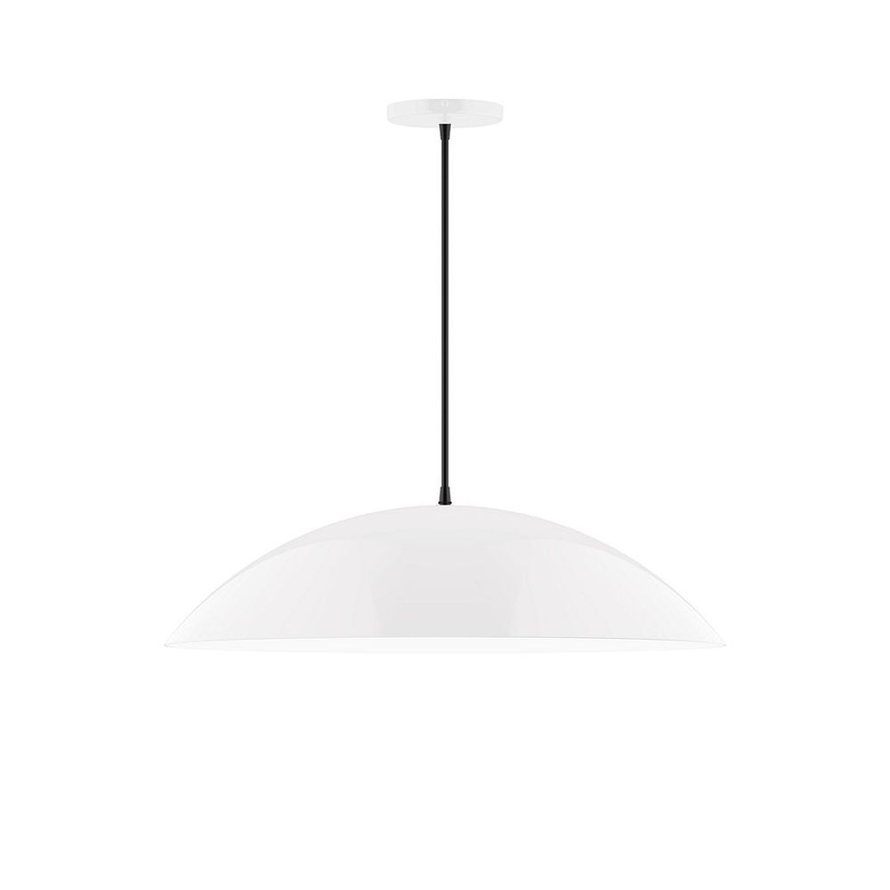 24" Axis Half Dome LED Pendant, black fabric cord with canopy, White