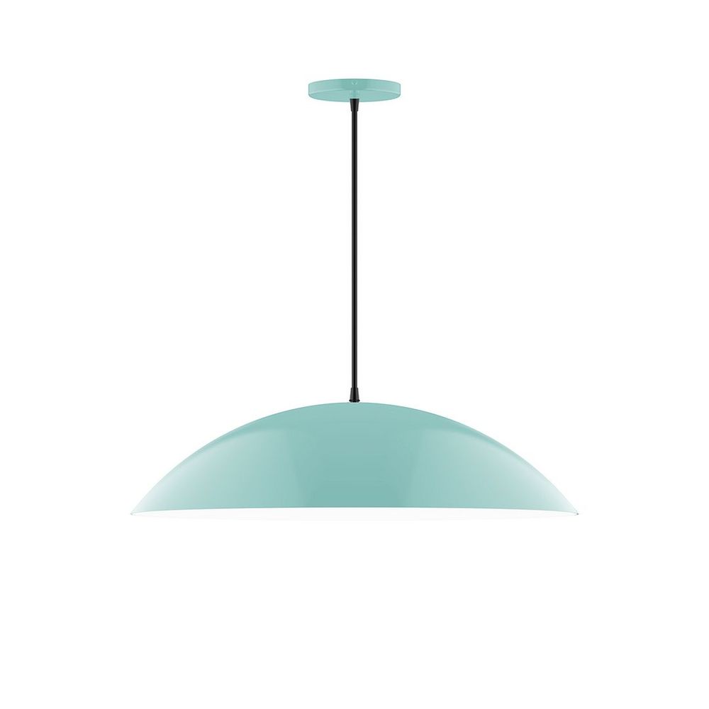 24" Axis Half Dome LED Pendant, ivory fabric cord with canopy, Sea Green