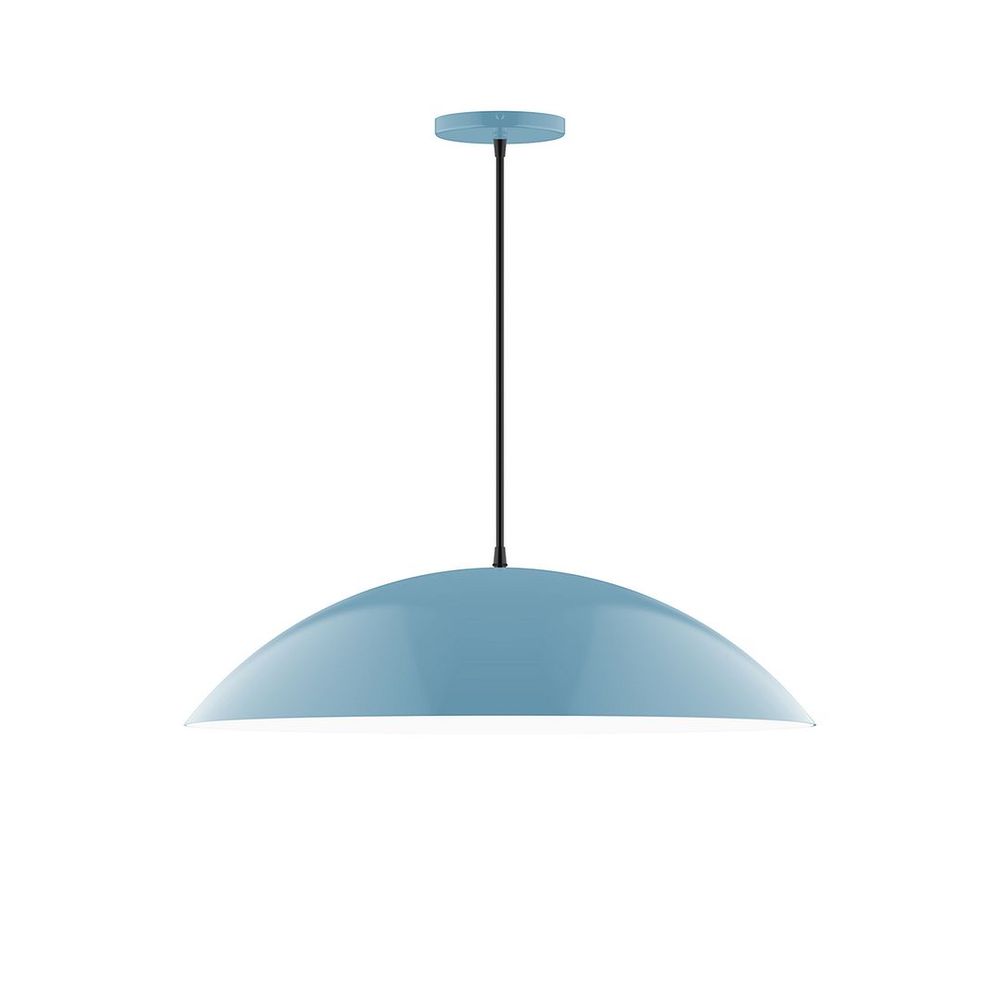 24" Axis Half Dome LED Pendant, ivory fabric cord with canopy, Light Blue