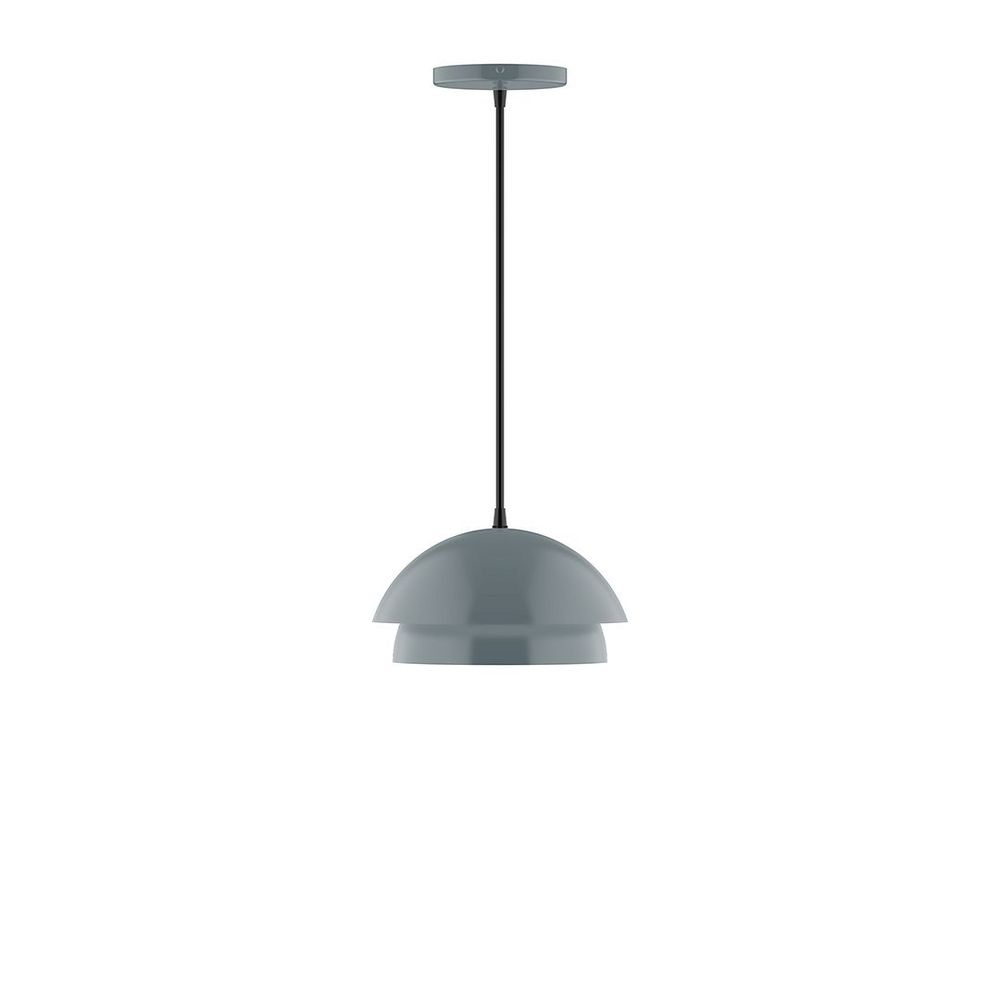 10" Nest LED Pendant, white cord with canopy, Slate Gray