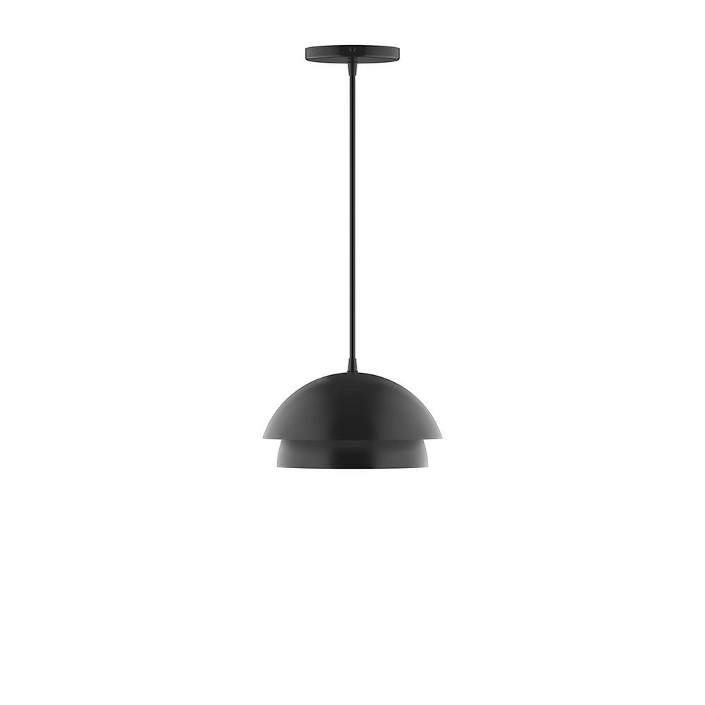 10" Nest LED Pendant, gray fabric cord with canopy, Black