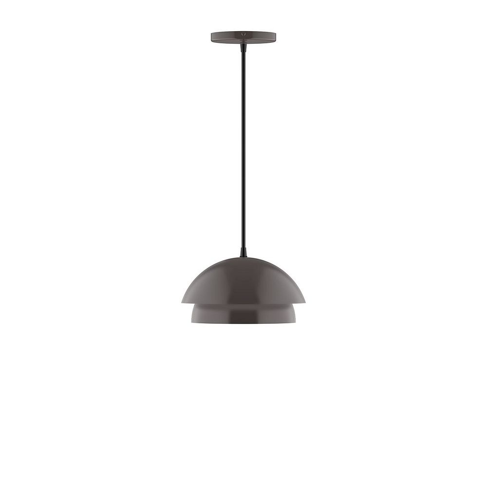 10" Nest LED Pendant, gray fabric cord with canopy, Architectural Bronze