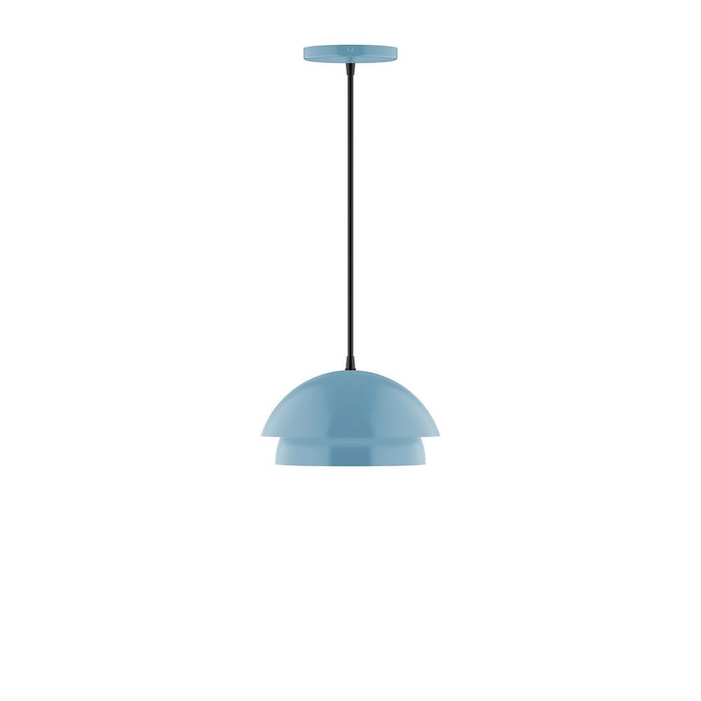 10" Nest LED Pendant, white cord with canopy, Light Blue