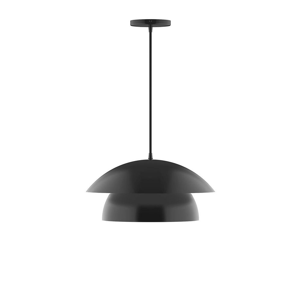 16" Nest LED Pendant, polished copper fabric cord with canopy, Black