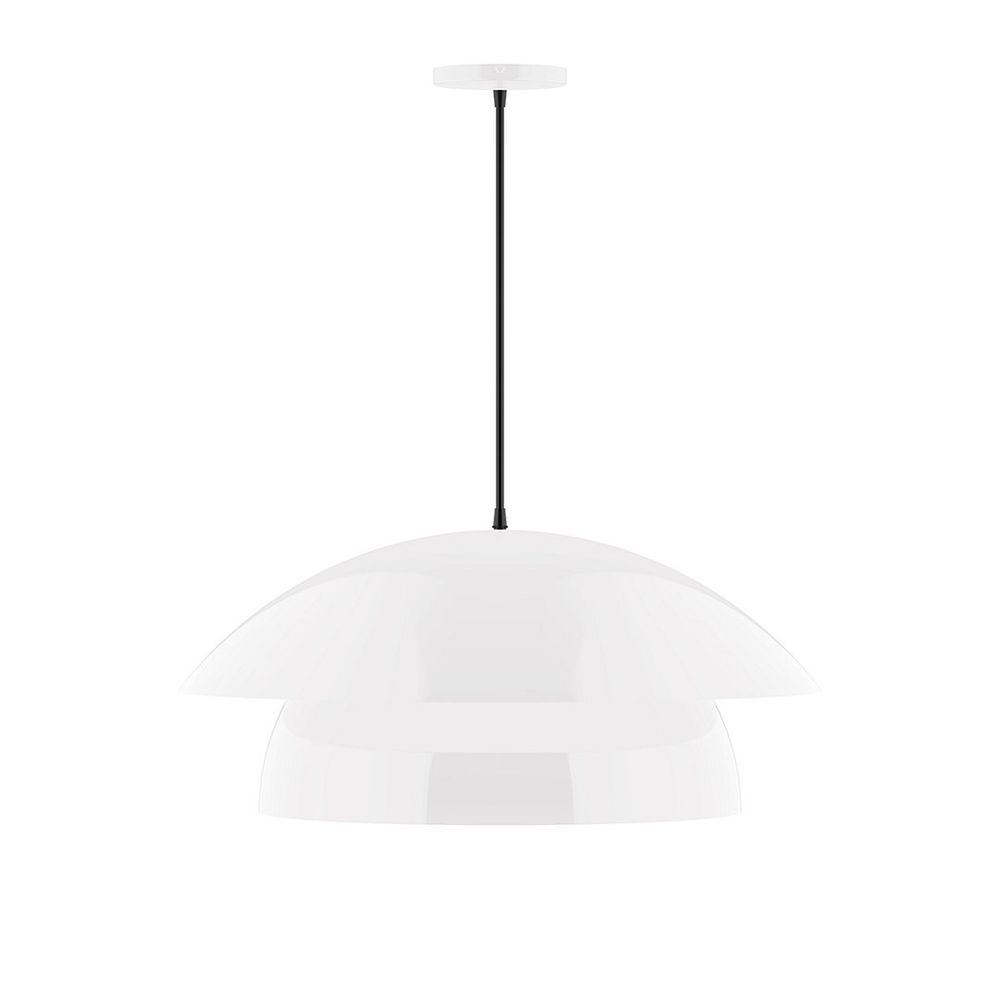 24" Nest LED Pendant, white cord with canopy, White