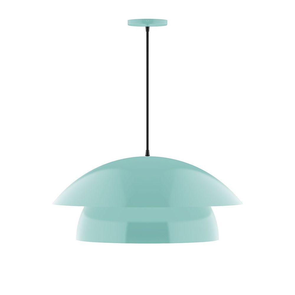 24" Nest LED Pendant, white cord with canopy, Sea Green