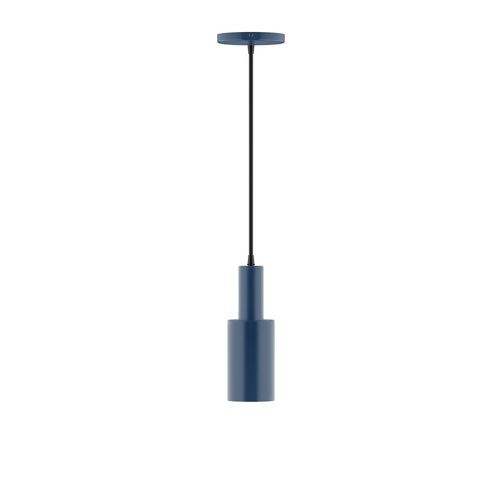 3.5" Stack Mini Cylinder LED Pendant, white cord with canopy, Navy