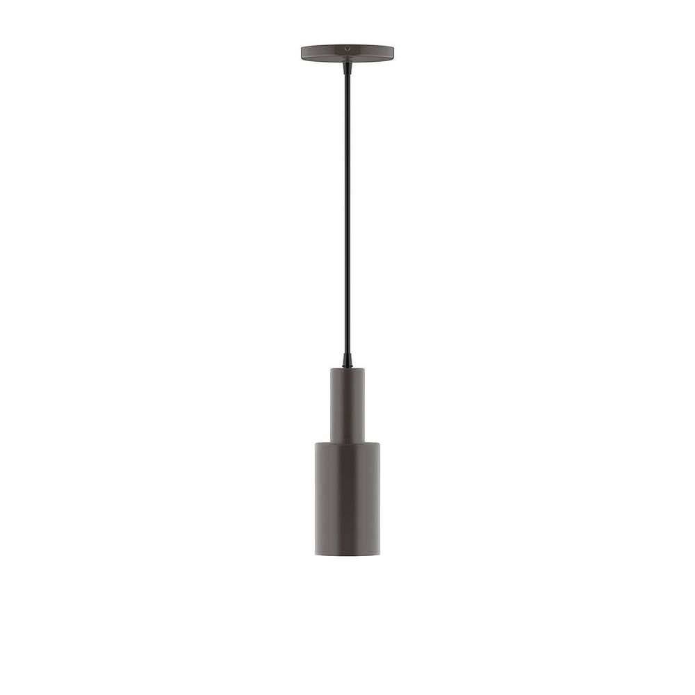 3.5" Stack Mini Cylinder LED Pendant, white cord with canopy, Architectural Bronze