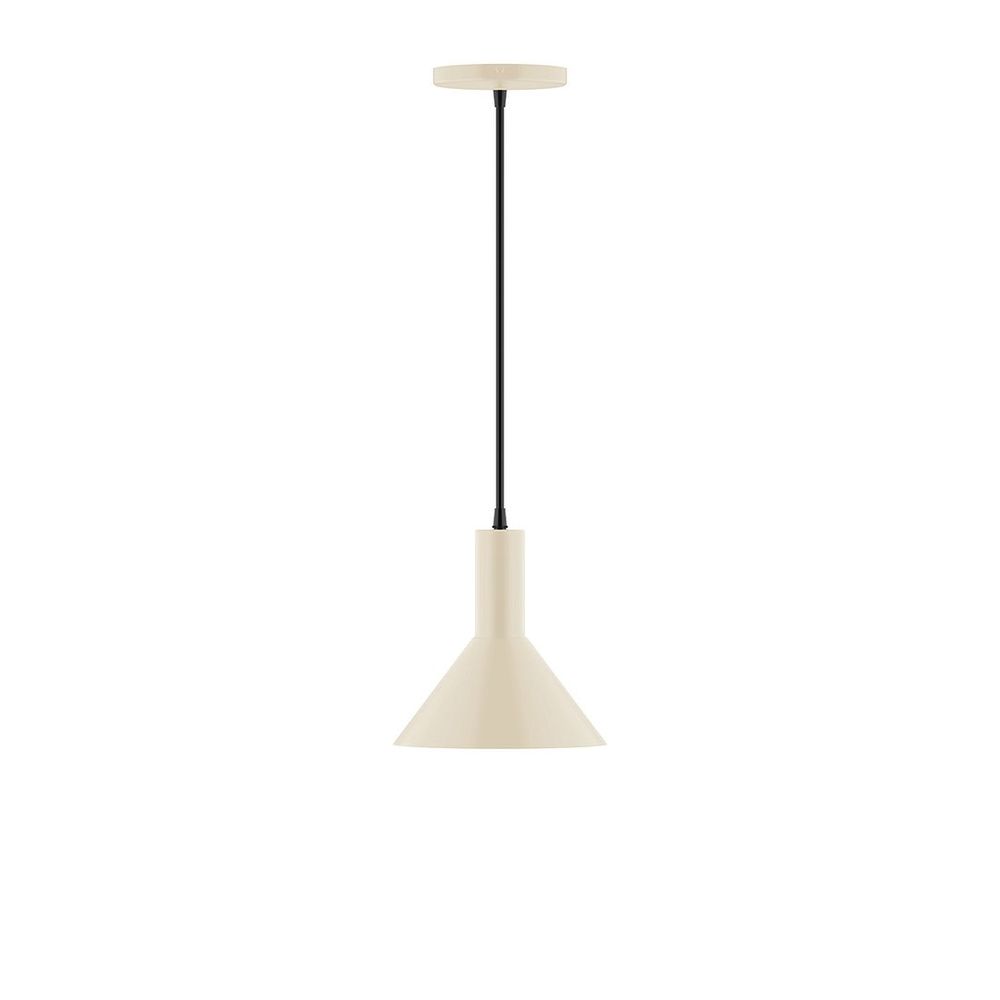 8" Stack Mini Cone LED Pendant, white cord with canopy, Cream