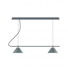 Montclair Light Works CHBX445-40-L12 - 2-Light Linear Axis LED Chandelier, Slate Gray