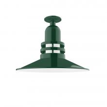 Montclair Light Works FMB149-42-G07 - Atomic 16" Flush Mount Light with Frosted Glass in Forest Green