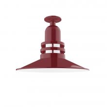 Montclair Light Works FMB149-55-G07 - Atomic 16" Flush Mount Light with Frosted Glass in Barn Red