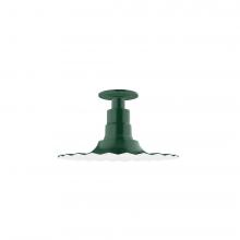 Montclair Light Works FMB158-42-G06 - 12" Radial shade, Flush Mount Light ceiling light with Frosted Glass and cast guard, Forest Gree