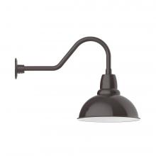 Montclair Light Works GNB107-51-W14-L13 - 14" Cafe shade, LED Gooseneck Wall Mount with wire grill, Architectural Bronze