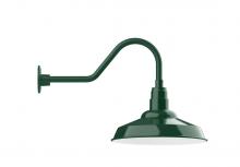 Montclair Light Works GNB184-42-W16-L13 - 16" Warehouse shade, LED Gooseneck Wall Mount with wire grill, Forest Green