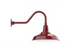 Montclair Light Works GNB184-55-W16-L13 - 16" Warehouse shade, LED Gooseneck Wall Mount with wire grill, Barn Red