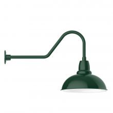 Montclair Light Works GNC108-42-W16-L13 - 16" Cafe shade, LED Gooseneck Wall Mount with wire grill, Forest Green